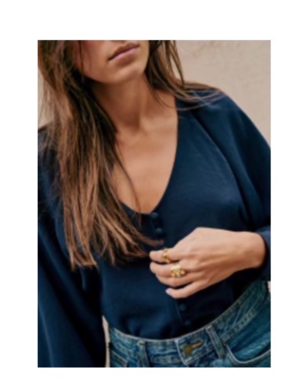 Sezane Erica Shirt Navy - Size 2
